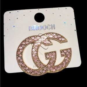 NWT! Fashion Pink Bling and Gold Brooch